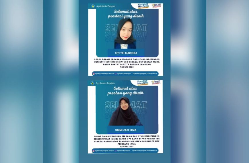 Selamat, Mahasiswa Agribisnis Pangan Lolos pada Program MSIB