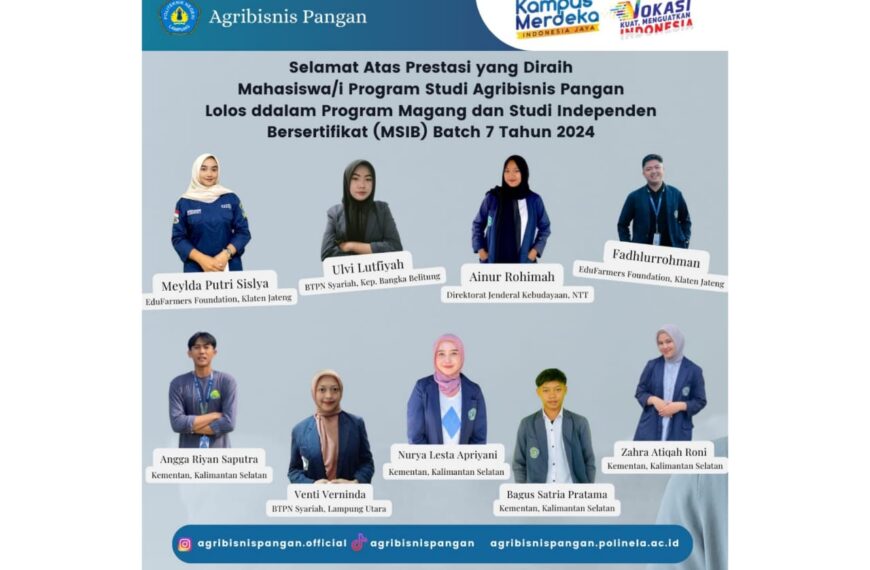 Mahasiswa Agribisnis Pangan Lolos Program Magang dan Studi Independen Bersertifikat (MSIB)